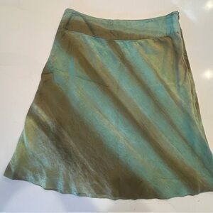 Merona A-Line Linen Skirt in Green and Brown